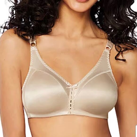 Bali 40D Double Support Wireless Full Coverage Bra Nude Lt Beige Satin 3820 NWT - Picture 1 of 13